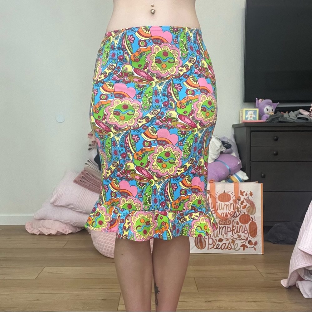 Vintage Rainbow Paisley Midi Skirt